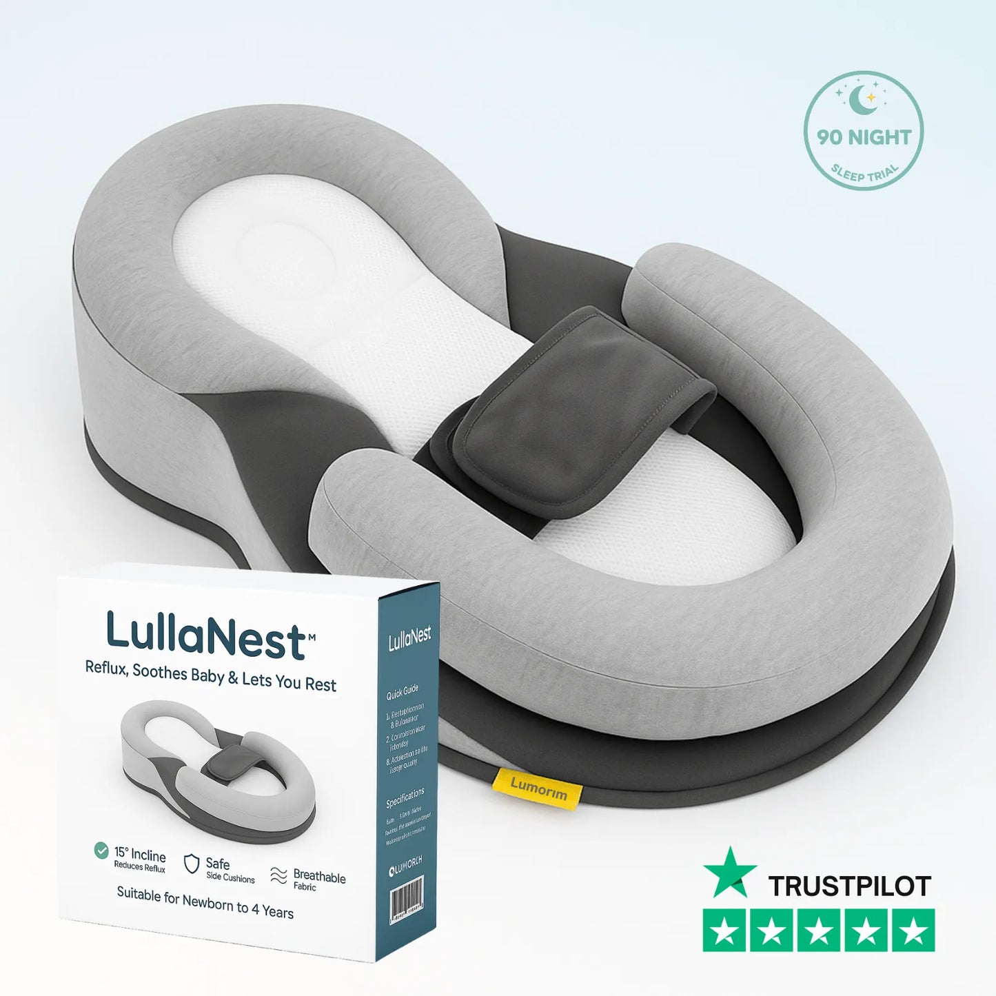 LullaNest™ - Reflux, Soothes Baby & Lets You Rest